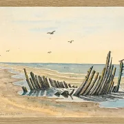 Martinus Rørbye – Wrack am Strand Nordstranden 1832 | Giclée Kunstdruck gerahmt