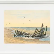 Martinus Rørbye – Wrack am Strand Nordstranden 1832 | Giclée Kunstdruck gerahmt