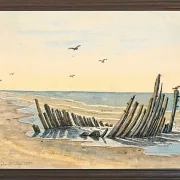 Martinus Rørbye – Wrack am Strand Nordstranden 1832 | Giclée Kunstdruck gerahmt