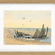 Martinus Rørbye – Wrack am Strand Nordstranden 1832 | Giclée Kunstdruck gerahmt