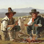 Martinus Rørbye | To italienske hyrdedrenge i en hytte - 1835 | Indrammet kunsttryk | Danmarks Guldalder