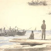 Martinus Rørbye – Zwei Fischerboote fahren zum Strand von Skagen 1846 | Giclée Kunstdruck gerahmt