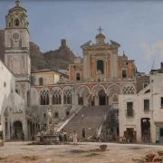 Martinus Rørbye | Blick auf den Platz in Amalfi – 1834 | Gerahmter Kunstdruck | Goldenes Zeitalter Dänemark