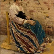 Max Liebermann - 01 Eine alte Frau mit Katze 1878 | Giclée Kunstdruck gerahmt