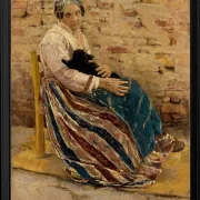 Max Liebermann - 01 Eine alte Frau mit Katze 1878 | Giclée Kunstdruck gerahmt