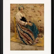 Max Liebermann - 01 Eine alte Frau mit Katze 1878 | Giclée Kunstdruck gerahmt