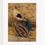 Max Liebermann - 01 Eine alte Frau mit Katze 1878 | Giclée Kunstdruck gerahmt