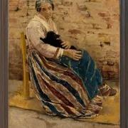 Max Liebermann - 01 Eine alte Frau mit Katze 1878 | Giclée Kunstdruck gerahmt