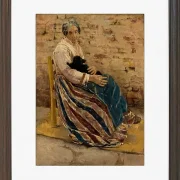 Max Liebermann - 01 Eine alte Frau mit Katze 1878 | Giclée Kunstdruck gerahmt