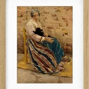 Max Liebermann - 01 Eine alte Frau mit Katze 1878 | Giclée Kunstdruck gerahmt