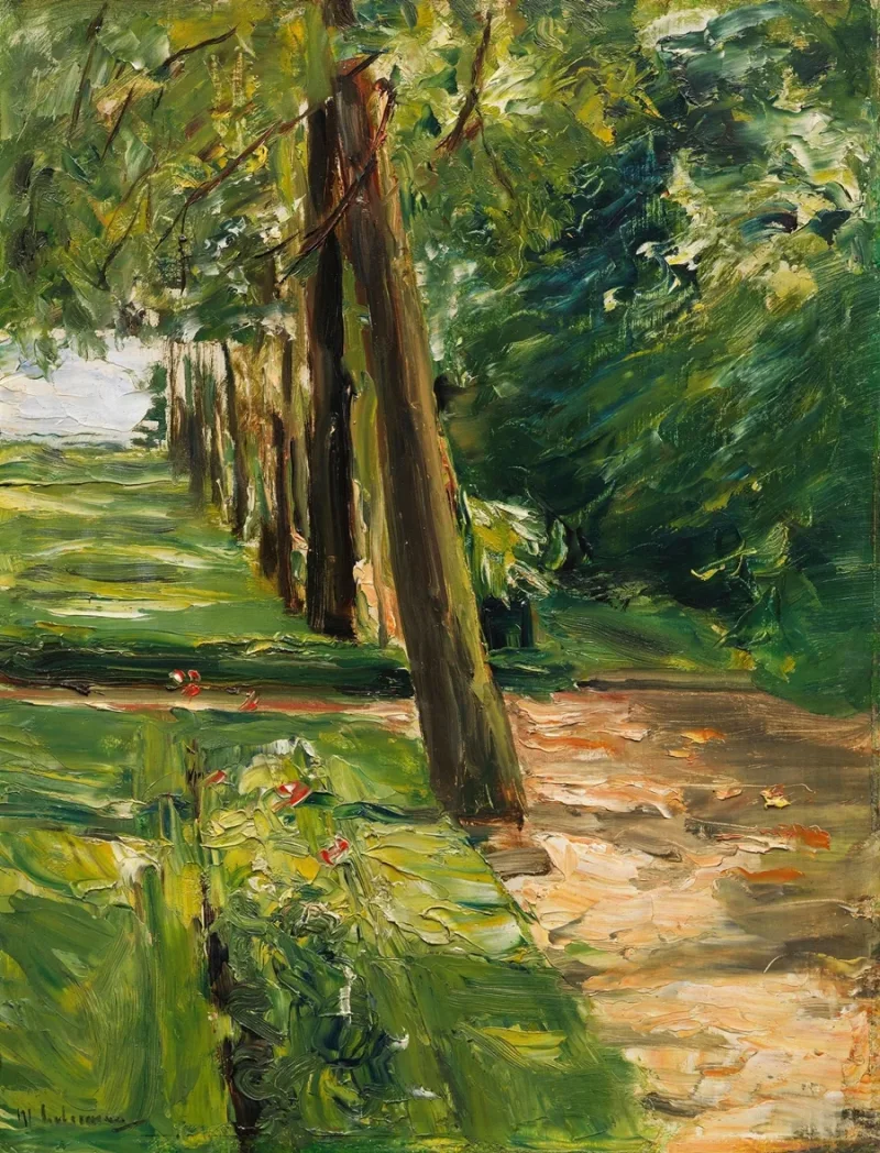 Max Liebermann - 07 Die Birkenallee im Wannseegarten nach Osten 1924 | Giclée Kunstdruck gerahmt