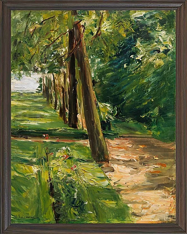 Max Liebermann - 07 Die Birkenallee im Wannseegarten nach Osten 1924 | Giclée Kunstdruck gerahmt