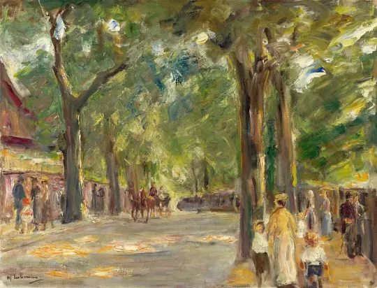 Max Liebermann - 08 Die große Seestraße in Wannsee mit Spaziergängern 1920 | Giclée Kunstdruck gerahmt