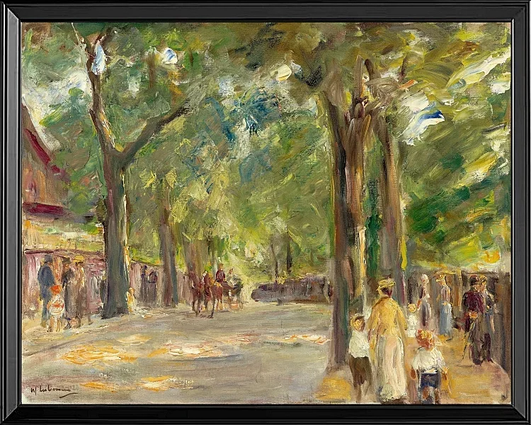 Max Liebermann - 08 Die große Seestraße in Wannsee mit Spaziergängern 1920 | Giclée Kunstdruck gerahmt