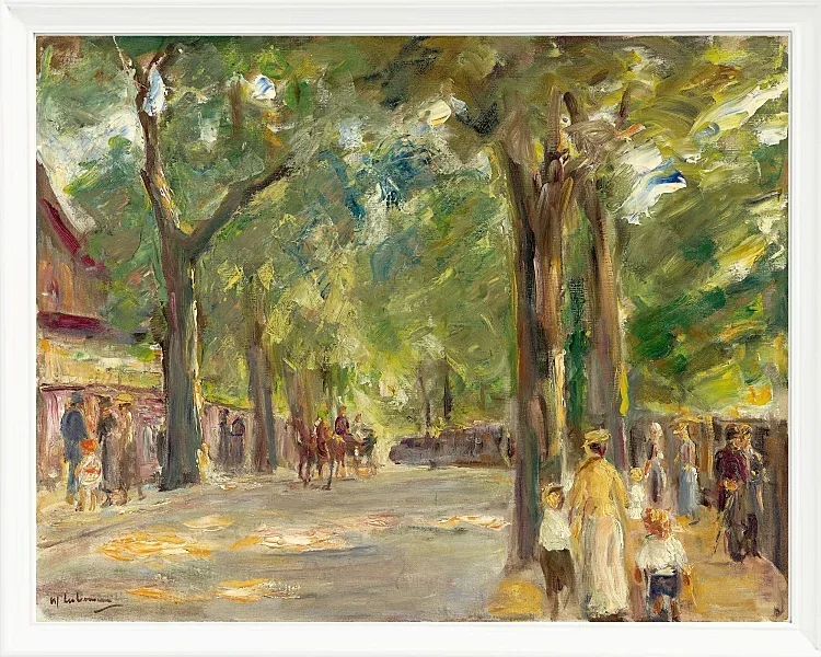 Max Liebermann - 08 Die große Seestraße in Wannsee mit Spaziergängern 1920 | Giclée Kunstdruck gerahmt