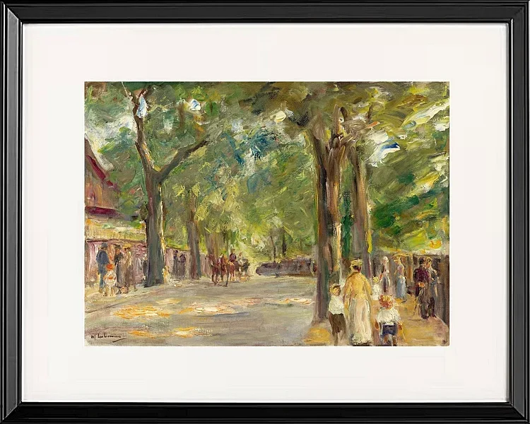 Max Liebermann - 08 Die große Seestraße in Wannsee mit Spaziergängern 1920 | Giclée Kunstdruck gerahmt