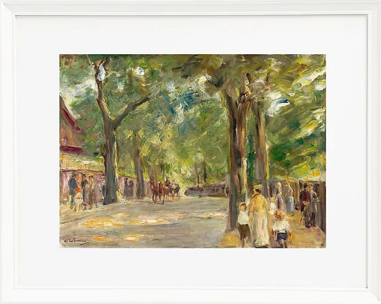 Max Liebermann - 08 Die große Seestraße in Wannsee mit Spaziergängern 1920 | Giclée Kunstdruck gerahmt