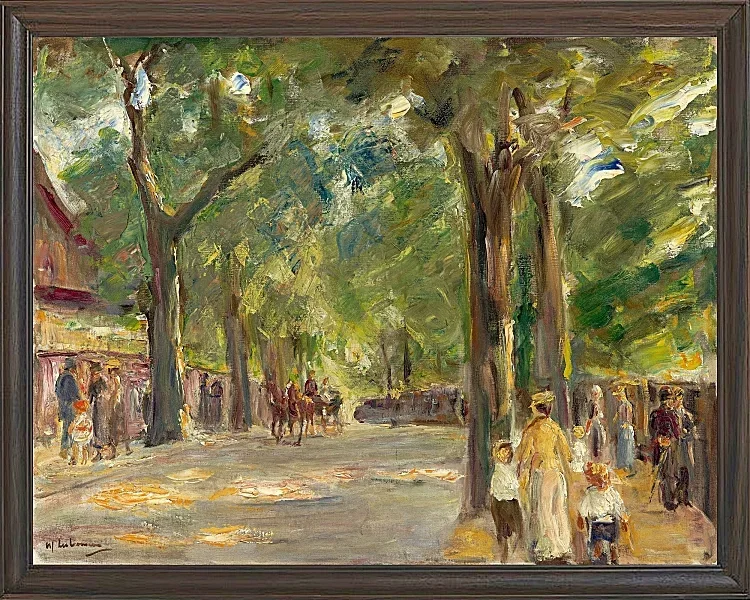 Max Liebermann - 08 Die große Seestraße in Wannsee mit Spaziergängern 1920 | Giclée Kunstdruck gerahmt