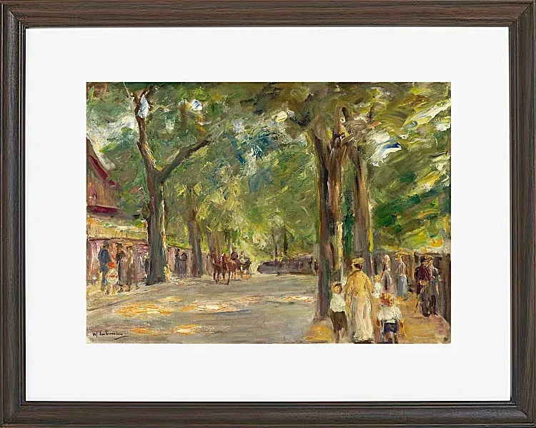 Max Liebermann - 08 Die große Seestraße in Wannsee mit Spaziergängern 1920 | Giclée Kunstdruck gerahmt