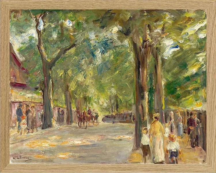Max Liebermann - 08 Die große Seestraße in Wannsee mit Spaziergängern 1920 | Giclée Kunstdruck gerahmt