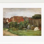 Max Liebermann - 09 Landsbyhuse med solsikker 1890 | Indrammet giclée-kunsttryk