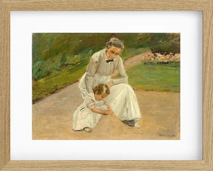 Max Liebermann - 10 Barnebarn og barnepige leger i haven 1919 | Indrammet giclée-kunsttryk
