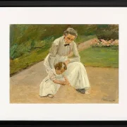 Max Liebermann - 10 Barnebarn og barnepige leger i haven 1919 | Indrammet giclée-kunsttryk