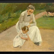 Max Liebermann - 10 Barnebarn og barnepige leger i haven 1919 | Indrammet giclée-kunsttryk