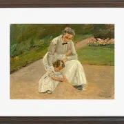 Max Liebermann - 10 Barnebarn og barnepige leger i haven 1919 | Indrammet giclée-kunsttryk