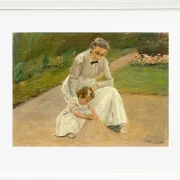 Max Liebermann - 10 Barnebarn og barnepige leger i haven 1919 | Indrammet giclée-kunsttryk