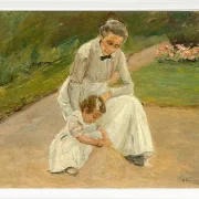 Max Liebermann - 10 Barnebarn og barnepige leger i haven 1919 | Indrammet giclée-kunsttryk