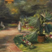Max Liebermann - 11 Garten mit Palme und zwei weiblichen Figuren 1908 | Giclée Kunstdruck gerahmt