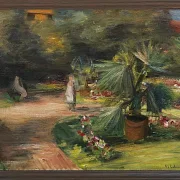 Max Liebermann - 11 Garten mit Palme und zwei weiblichen Figuren 1908 | Giclée Kunstdruck gerahmt