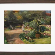 Max Liebermann - 11 Garten mit Palme und zwei weiblichen Figuren 1908 | Giclée Kunstdruck gerahmt