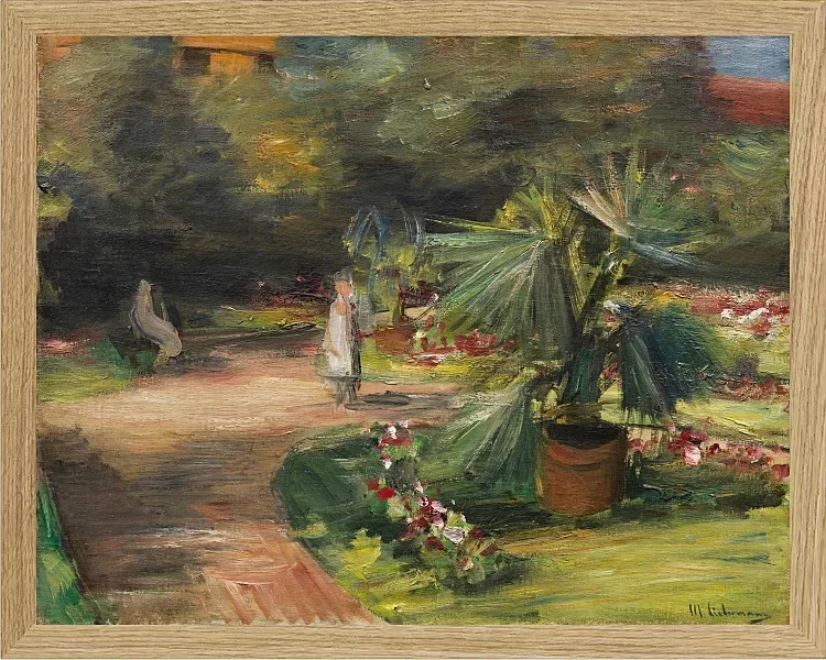 Max Liebermann - 11 Garten mit Palme und zwei weiblichen Figuren 1908 | Giclée Kunstdruck gerahmt
