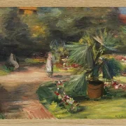 Max Liebermann - 11 Garten mit Palme und zwei weiblichen Figuren 1908 | Giclée Kunstdruck gerahmt