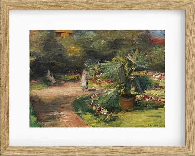 Max Liebermann - 11 Garten mit Palme und zwei weiblichen Figuren 1908 | Giclée Kunstdruck gerahmt