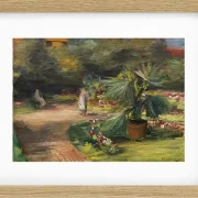 Max Liebermann - 11 Garten mit Palme und zwei weiblichen Figuren 1908 | Giclée Kunstdruck gerahmt