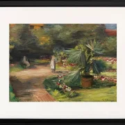Max Liebermann - 11 Garten mit Palme und zwei weiblichen Figuren 1908 | Giclée Kunstdruck gerahmt