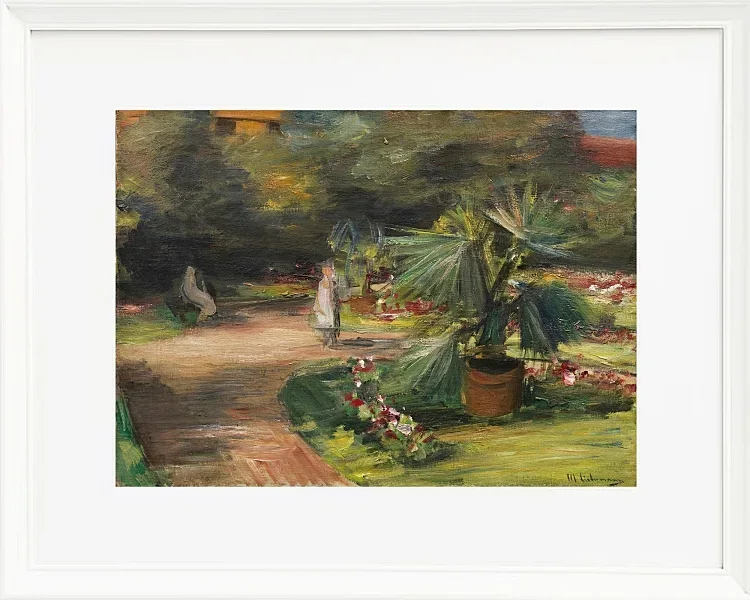 Max Liebermann - 11 Garten mit Palme und zwei weiblichen Figuren 1908 | Giclée Kunstdruck gerahmt