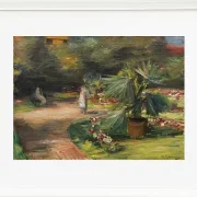 Max Liebermann - 11 Garten mit Palme und zwei weiblichen Figuren 1908 | Giclée Kunstdruck gerahmt