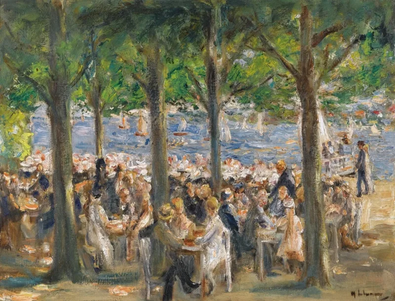 Max Liebermann - 12 Gartenlokal an der Havel unter Bäumen 1921 | Giclée Kunstdruck gerahmt