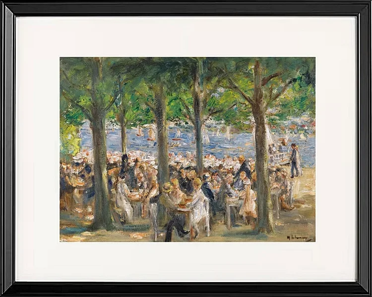 Max Liebermann - 12 Gartenlokal an der Havel unter Bäumen 1921 | Giclée Kunstdruck gerahmt