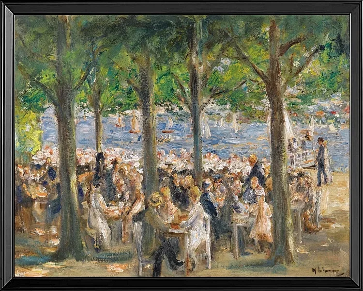 Max Liebermann - 12 Gartenlokal an der Havel unter Bäumen 1921 | Giclée Kunstdruck gerahmt