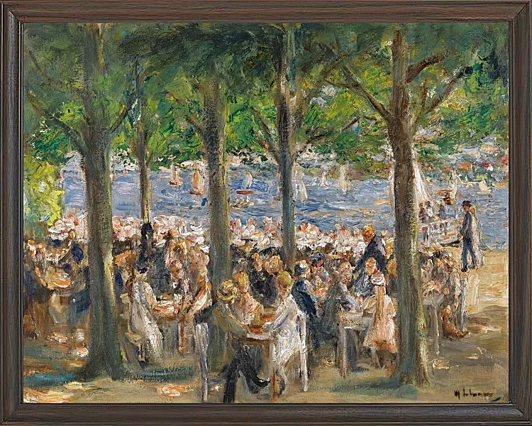 Max Liebermann - 12 Gartenlokal an der Havel unter Bäumen 1921 | Giclée Kunstdruck gerahmt