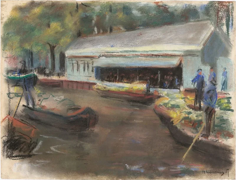 Max Liebermann - 13 Gemüsemarkt in Delft 1907 | Giclée Kunstdruck gerahmt