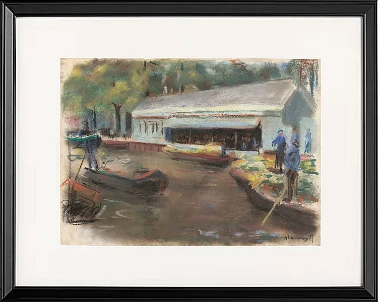 Max Liebermann - 13 Gemüsemarkt in Delft 1907 | Giclée Kunstdruck gerahmt