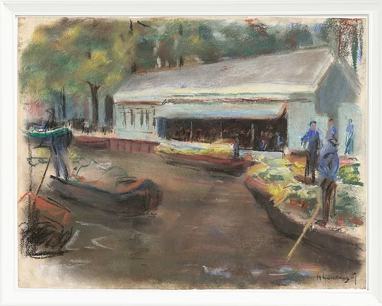Max Liebermann - 13 Gemüsemarkt in Delft 1907 | Giclée Kunstdruck gerahmt