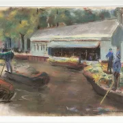 Max Liebermann - 13 Gemüsemarkt in Delft 1907 | Giclée Kunstdruck gerahmt