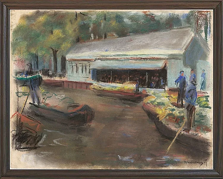 Max Liebermann - 13 Gemüsemarkt in Delft 1907 | Giclée Kunstdruck gerahmt